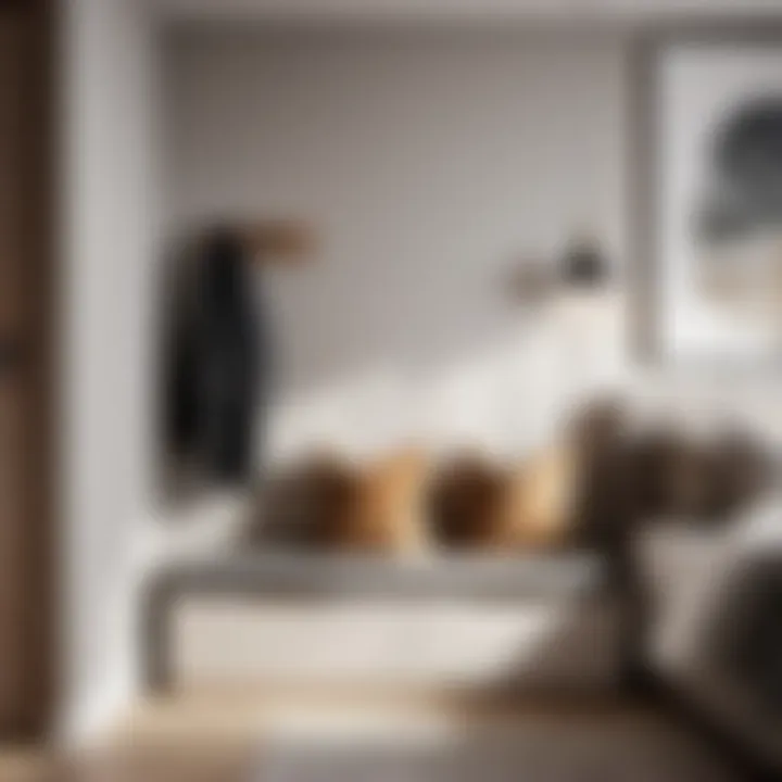 Minimalist Bedroom Bench with Shoe Storage in Scandinavian Decor