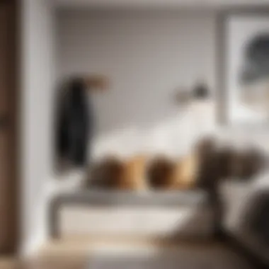 Sleek and Space-Saving Design Minimalist Bedroom Bench with Shoe Storage in Scandinavian Decor