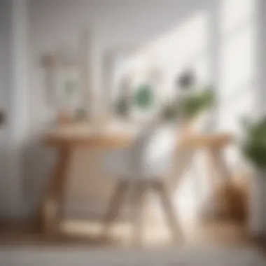 Scandinavian-inspired white desk with natural wood elements