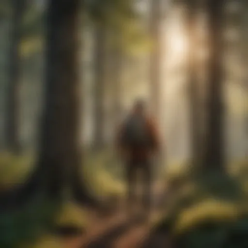Hunter in Tranquil Forest Illustration of a hunter in a forest setting