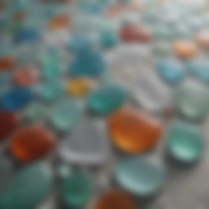 Vibrant Textures of Sea Glass Bathroom Rugs Close-up view of vibrant sea glass bathroom rug showcasing unique textures and colors