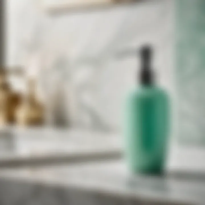 Seafoam Green Soap Dispenser on Marble Countertop