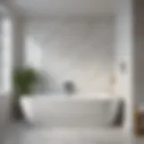 Sleek white marble seamless bath surround