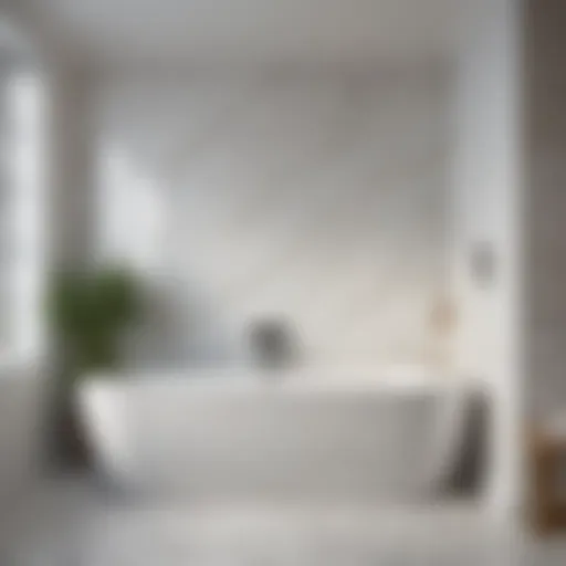 Sleek white marble seamless bath surround