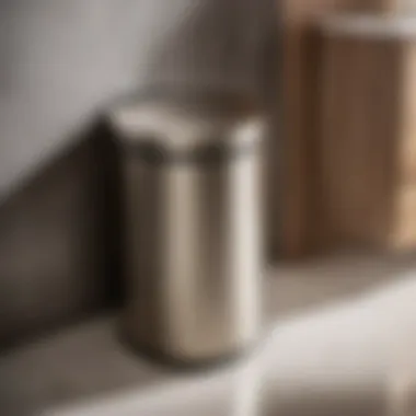 Seamless Modern Blend Brushed nickel bathroom garbage can blending seamlessly with modern bathroom setting
