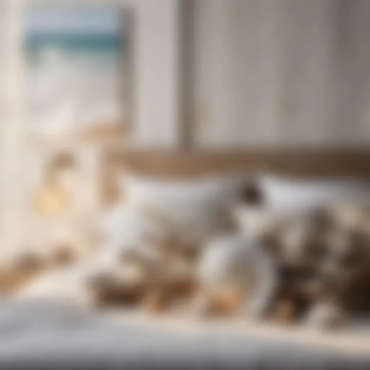 Coastal-Inspired Decor Elements Seashell and driftwood decor in beach bedroom