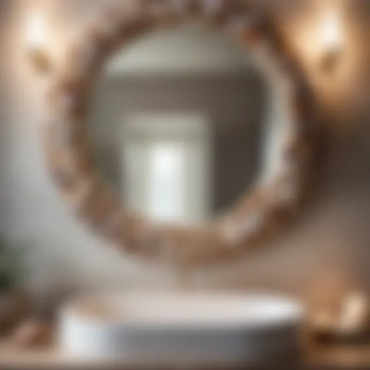 Seashell Mirror Reflection in Coastal Bathroom