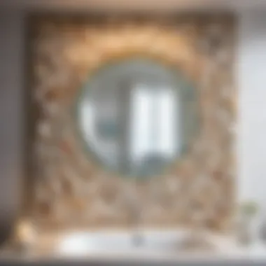 Seashell mosaic wall art in bathroom
