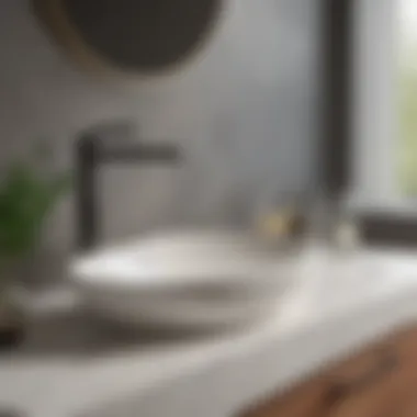Seamless Integration of a Semi-Recessed Sink Close-up view of a semi-recessed oval sink integrated into a countertop