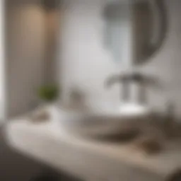 Stylish semi-recessed oval bathroom sink with modern faucet