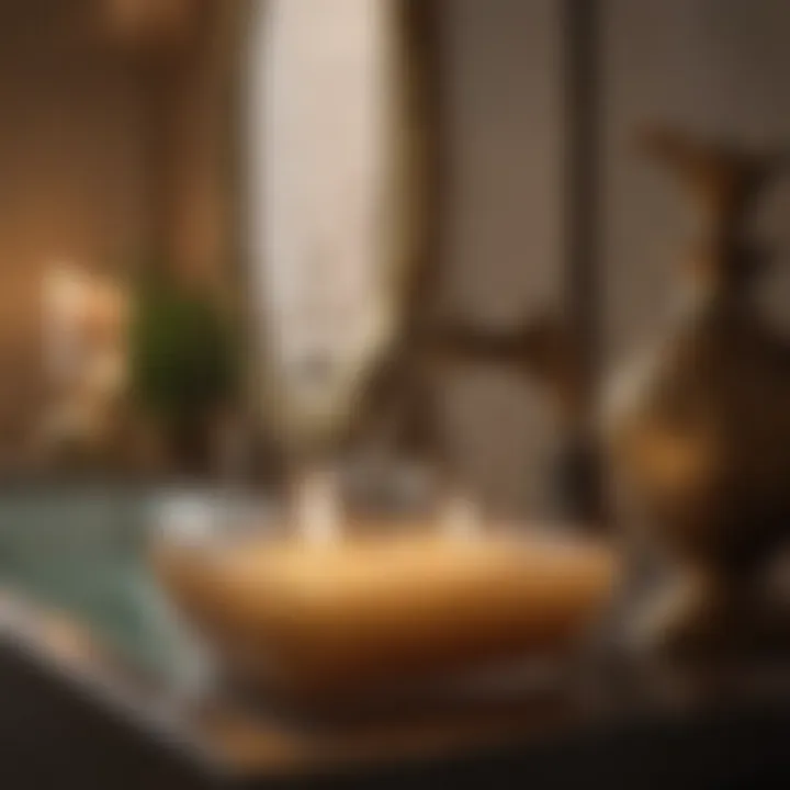 Sensual candles casting a warm glow in a dimly lit bathroom