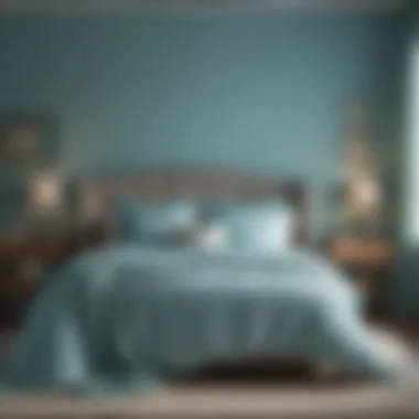 Serene Ambiance with Aqua Blue and Soft Textiles Serene Aqua Blue Bedroom with Soft Textiles and Warm Lighting
