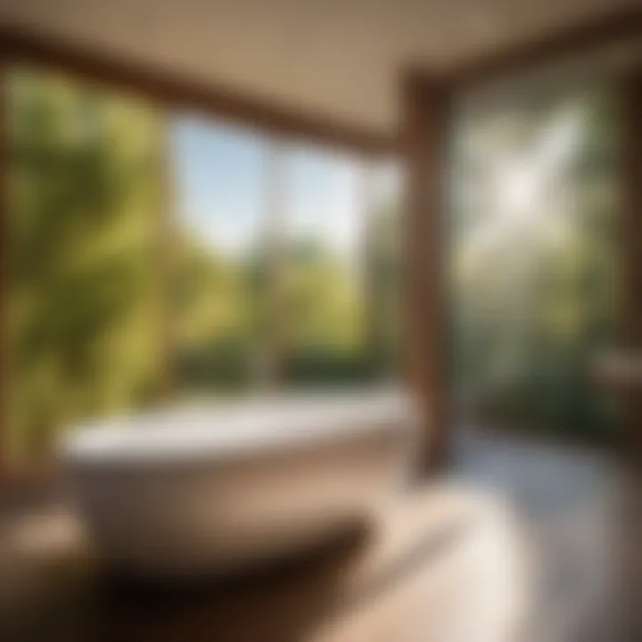 Privacy-enhancing window film for a serene bathroom ambiance