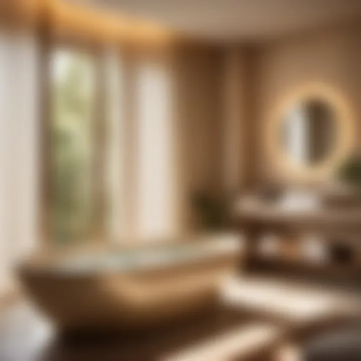 Tranquil Spa Ambiance in Beige Bathtub Setting Spa-like Beige Bathtub with Relaxing Atmosphere