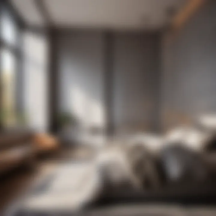 Modern Grey Bedroom Bathed in Natural Light Minimalist Grey Bedroom with Natural Light