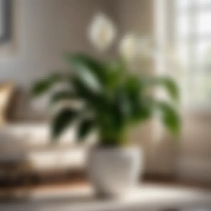 Tranquil Peace Lily elegant peace lily blooming in a serene living room