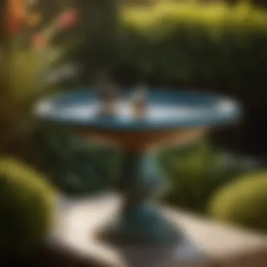 Tranquility at a Tile Bird Bath Birds enjoying a serene moment at a tile bird bath