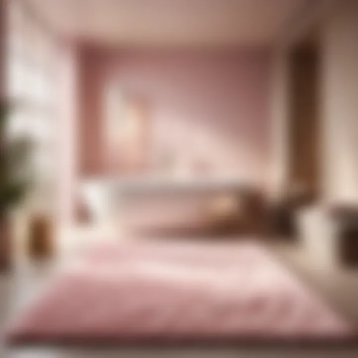 Tranquil Spa-Inspired Setting Soft pink rug creating a serene spa-like ambiance
