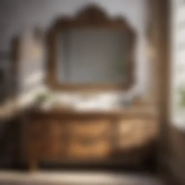 Rustic Wooden Vanity Unit with Vintage Mirror