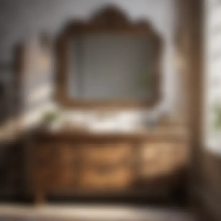 Rustic Wooden Vanity Unit with Vintage Mirror