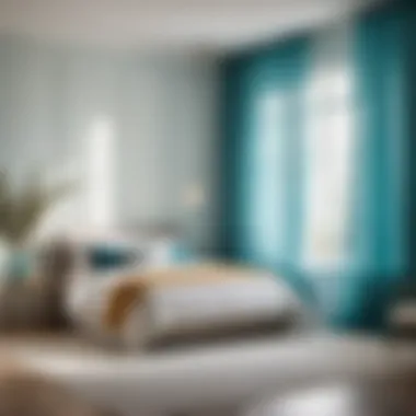Airy Minimalism Minimalist Aqua Blue Sheer Curtain Creating Airy Bedroom Ambiance