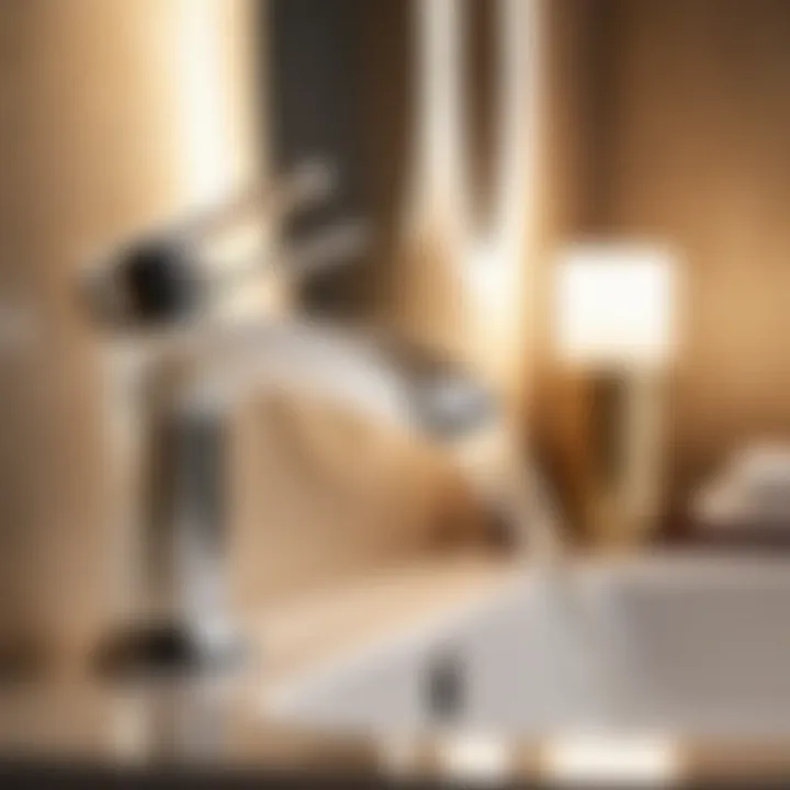 Sparkling Crystal Faucet in Ambient Light Crystal bathroom sink faucet shining in ambient lighting