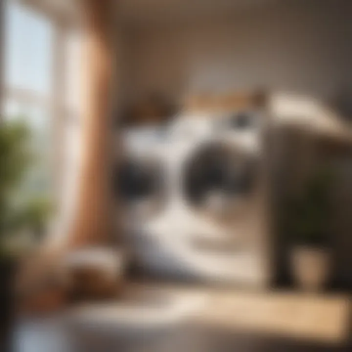 A serene setting with clean laundry hung under sunlight