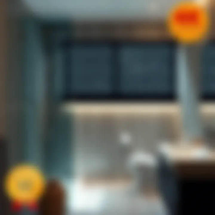 Stylish installation of a modern shower blind in a contemporary bathroom