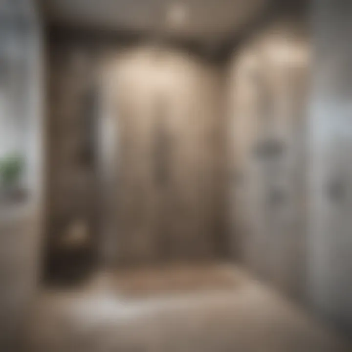 Shower installation with tiles and fixtures