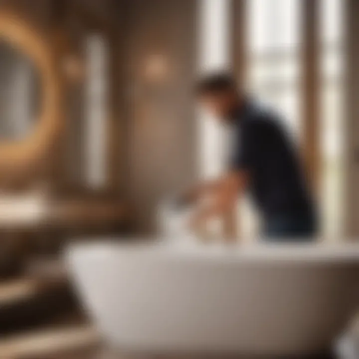 Craftsmanship at Work Skilled Bathroom Construction Team