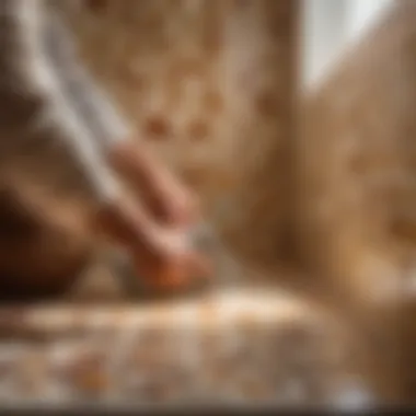 Masterful Tiling Workmanship Skilled craftsman working on intricate bathroom tiling