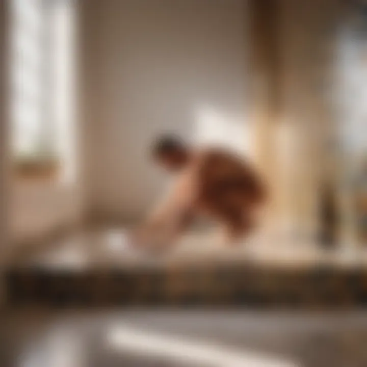 Artisanal Craftsmanship in Bathroom Tiling Skilled craftsman laying bathroom tiles