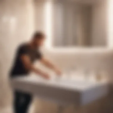 Skilled professional installing bathroom sink