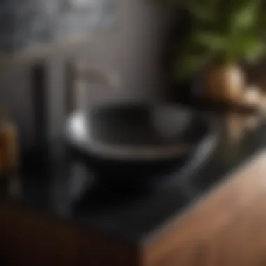 Contemporary Black Granite Countertop Sleek black granite countertop with modern bowl sink