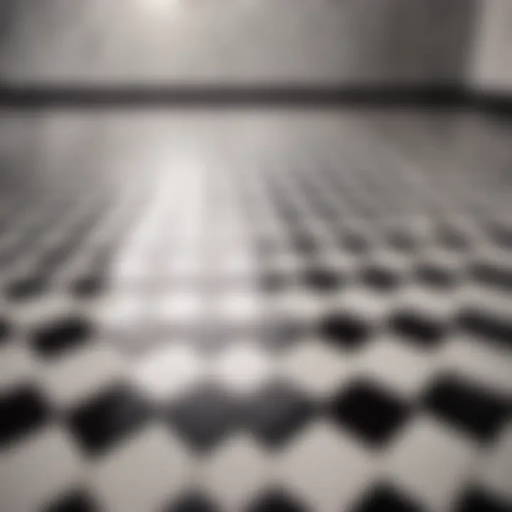 Sleek black and white geometric design on 12x12 bathroom floor tiles