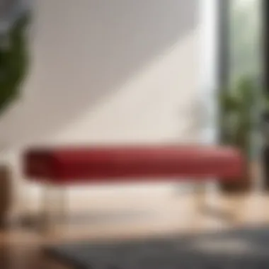 Sleek Red Leather Bench