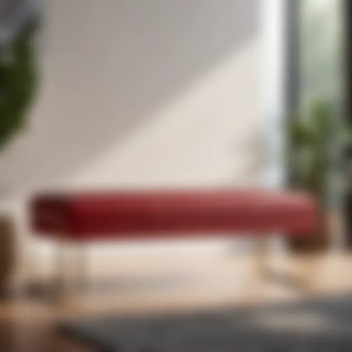 Sleek Red Leather Bench