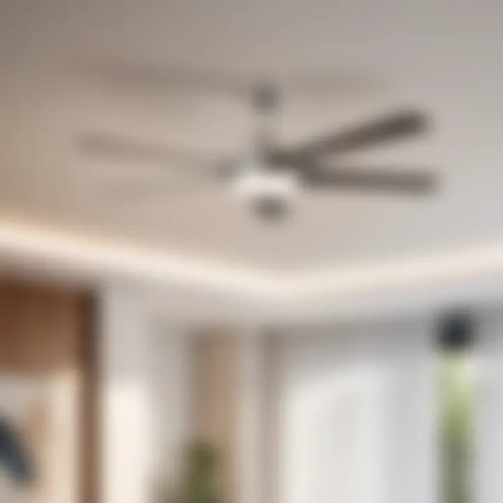 Round bathroom ceiling fan in a sleek and minimalist design