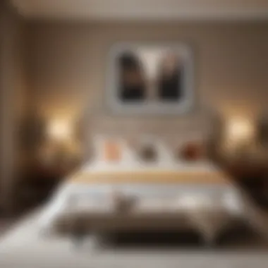 Sleek and modern tan bench against a backdrop of chic bedroom decor