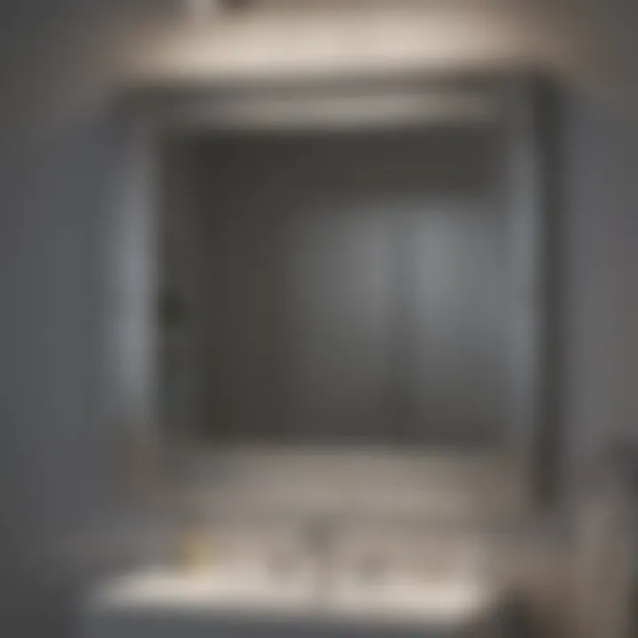 Sleek silver trim faux frame bathroom mirror