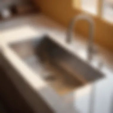 Contemporary Stainless Steel Sink Sleek stainless steel oversized laundry sink with modern faucet