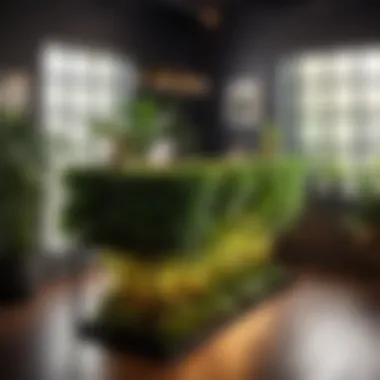 Greenery-Inspired Standing Desk Sleek standing desk with planters for greenery infusion