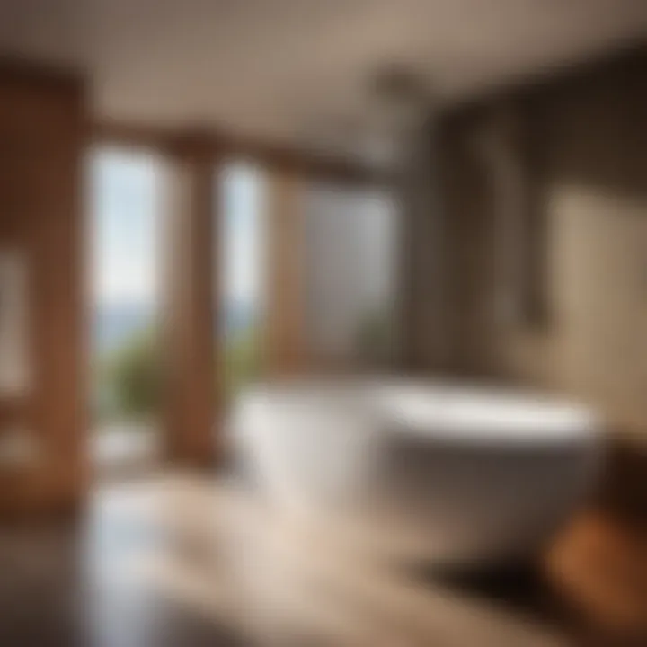 Close-up of sleek whirlpool bathtub and shower combo unit in spa-like setting