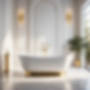 Minimalist White Bathtub with Gold Accents