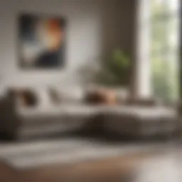 Modern sleeper sectional with memory foam mattress in elegant living room