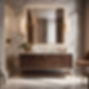 Elegant small brown vanity with marble countertop