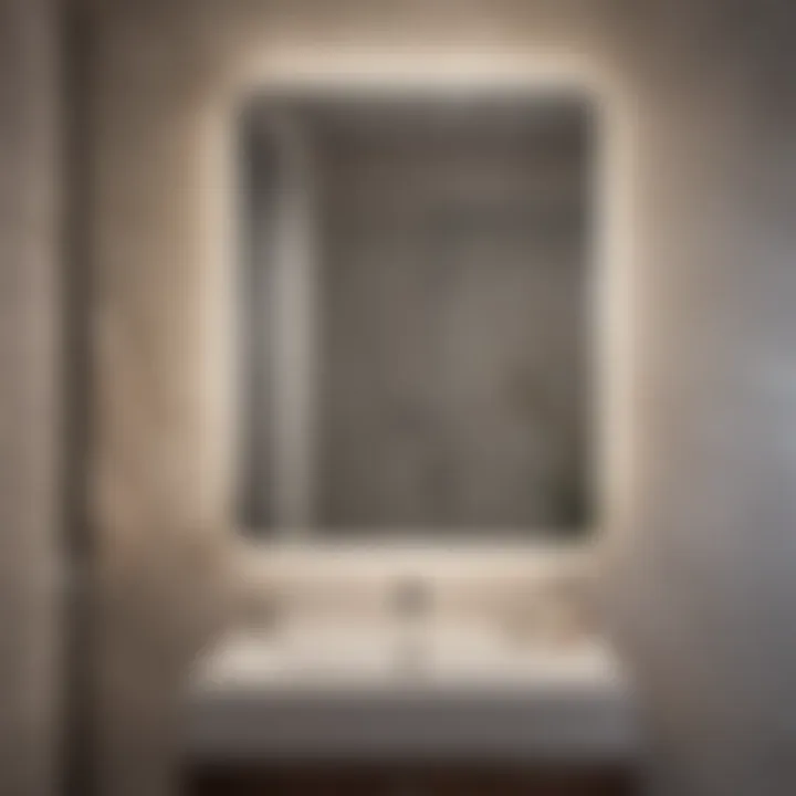 Well-lit bathroom featuring a strategically placed small rectangle mirror