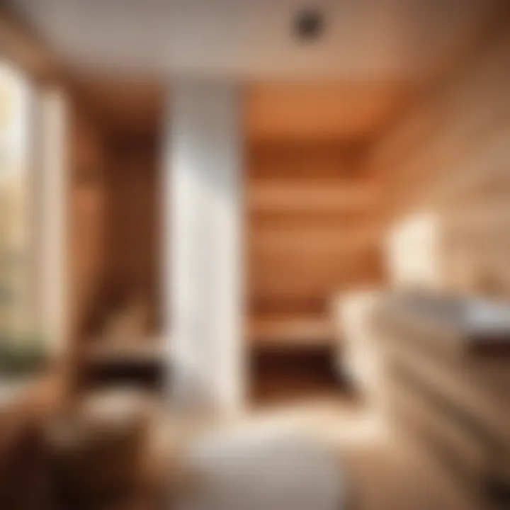 Scandinavian-inspired small sauna integrated in bathroom