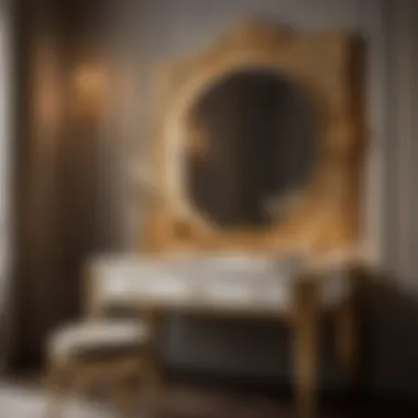 Opulent Gold-Accented Small Vanity Luxurious Small Vanity with Gold Accents