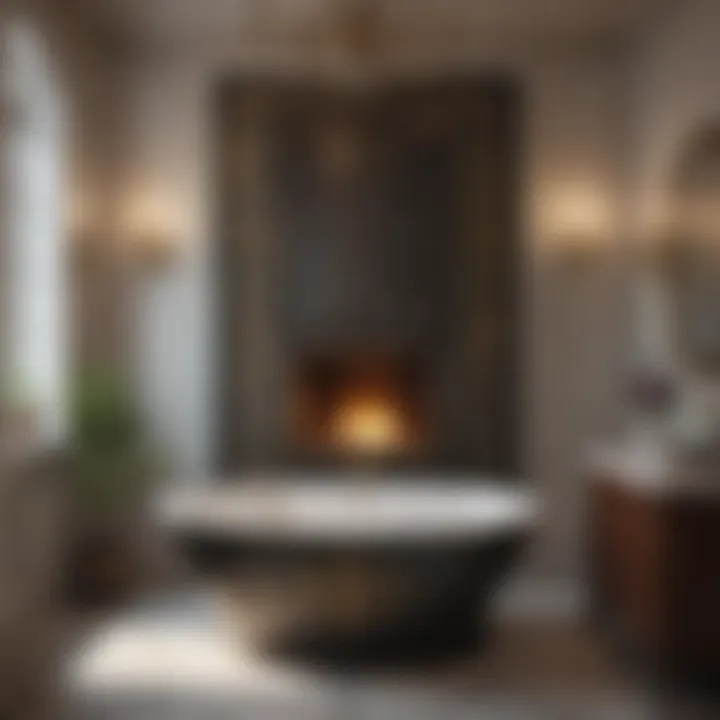 Opulent Retreat Luxurious small wall fireplace enhancing a lavish bathroom space